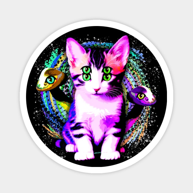 Kitty Cat Psychic Aesthetics Cute Surreal Pet Magnet by BluedarkArt